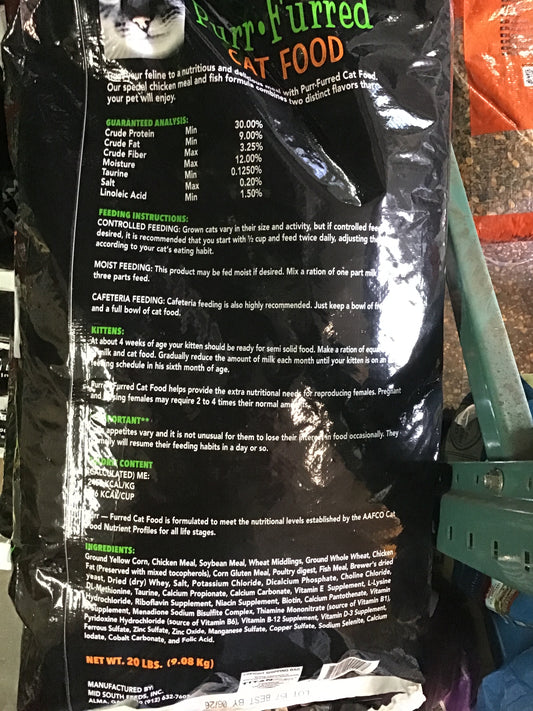Purr-furred cat food 30/9 - 20 lbs.