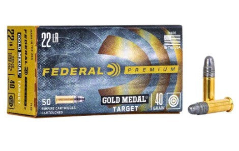 Federal 711B Premium Gold Medal Rimfire 22 LR 40 gr Lead Round Nose (LRN) 50 Round Box