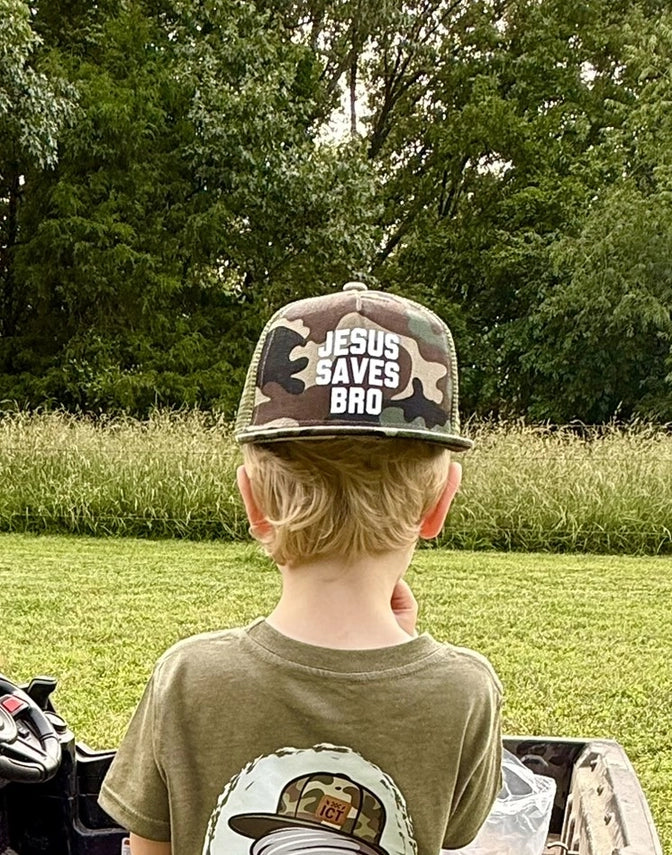Jesus Saves Bro Camo Kids Hat | Youth