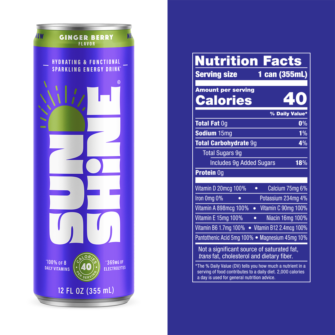 Sunshine Good Energy Drink - Ginger Berry (12 pk - 12oz)