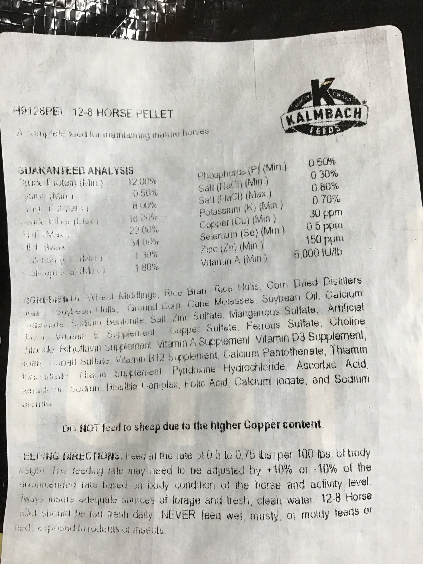MS 12-8 horse pellet 50LBS