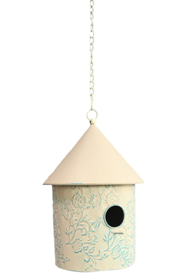Blue/cream Hanging Birdhouse