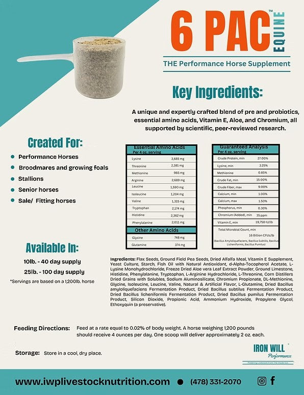 Iron Will Performance 6 pak Equine Supplement