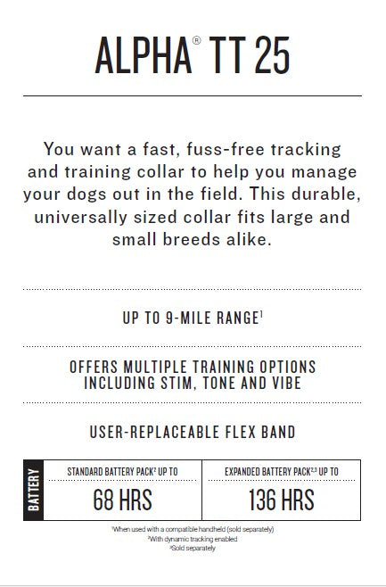 Garmin Alpha tt25 dog tracking/training collar