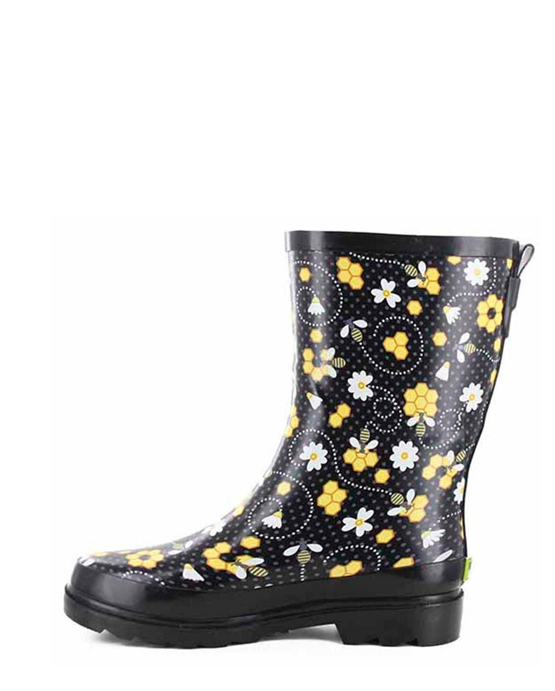 Women's Bloom Bees Mid Rain Boot - Black