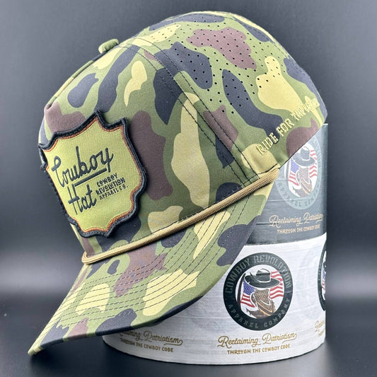 Cowboy Revolution Apparel Co. Rope Hat "Woodland" Camo Patch - Performance Hat