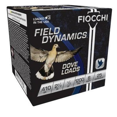 Fiocchi Lead Dove & Quail Shotshells .410ga 2-1/2 in 1/2oz #8 1200 fps 25/ct
