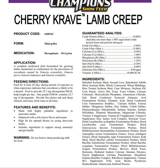 Formula Of Champions CHERRY KRAVE LAMB CREEP DX45.4