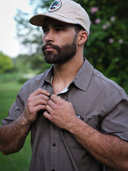 The Earth Brown Performance Button Up