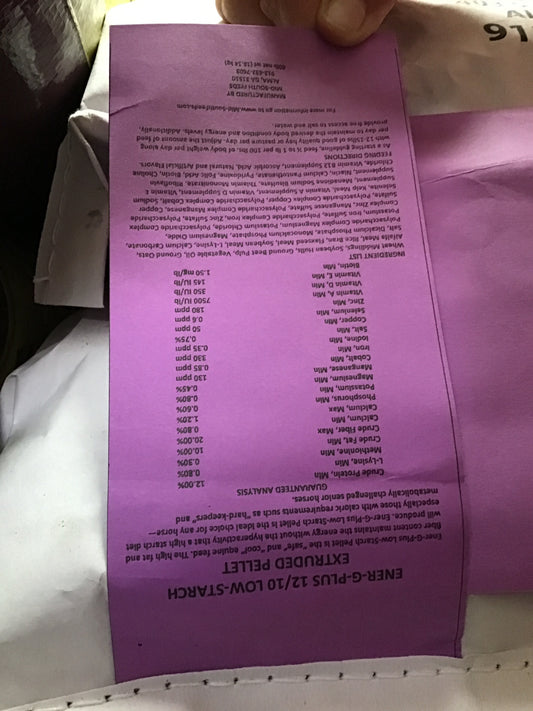 MS Ener-G Plus 12-10 Low Starch Extruded Pellet