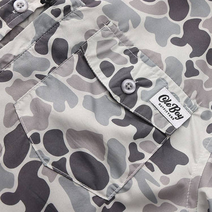 OLE BOY Performance Button Up Fishing Shirt - Grey Camo