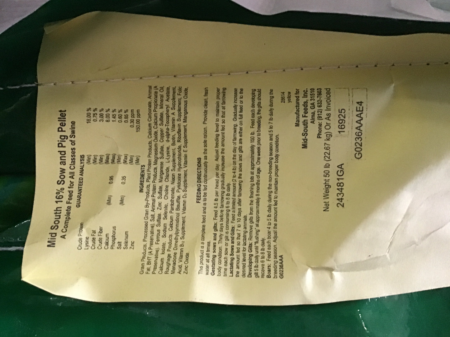 MS 16% Sow & Pig Pellet
