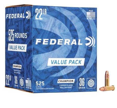 Federal Champion Rimfire Ammunition .22 LR 36 gr CPHP 1260 fps 525/ct