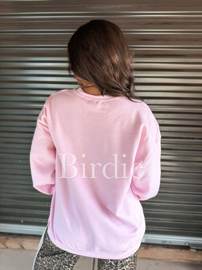 Sequence Santa Graphic Crewneck on Light Pink