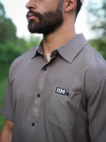 The Earth Brown Performance Button Up