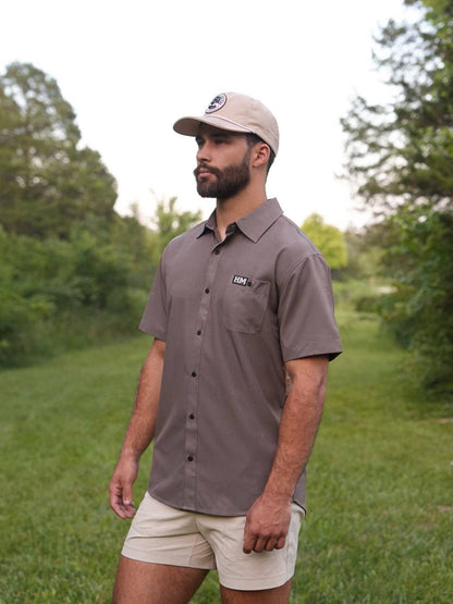 The Earth Brown Performance Button Up