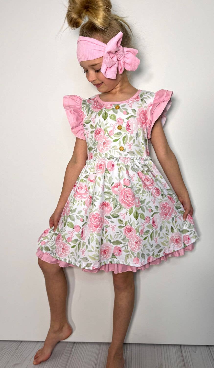Pink Rose Blossom Girls Dress
