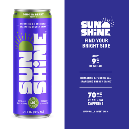 Sunshine Good Energy Drink - Ginger Berry (12 pk - 12oz)
