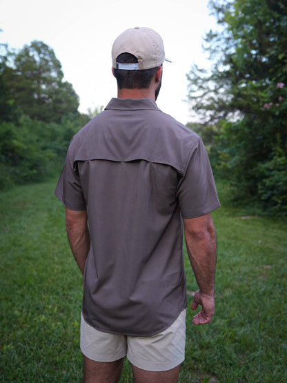 The Earth Brown Performance Button Up