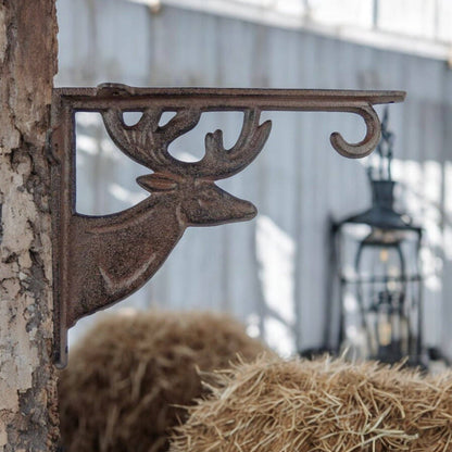 Cast Iron Deer Bracket Lodge Shelf Support, Cabin Home Decor