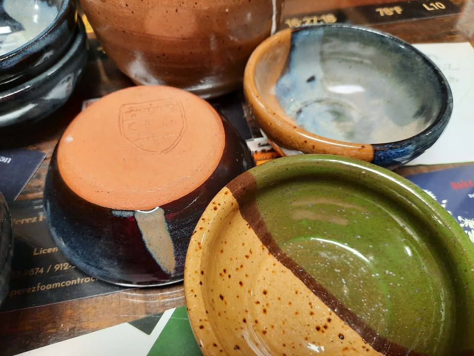 Artisan pottery bread dipping bowl