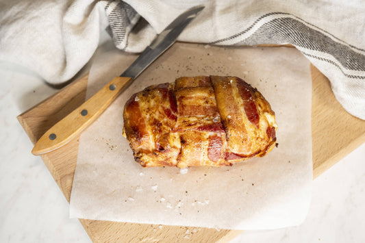 Bacon Wrapped Stuff Chicken Breast - Pepper, Onions, Mozz