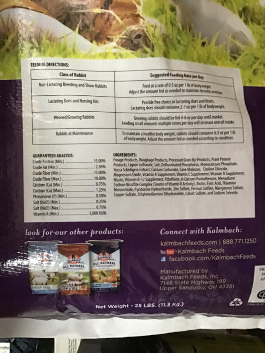 15% rabbit maintenance 25lb