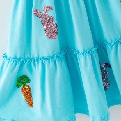Carrot Bunny Sequin Girls Dress