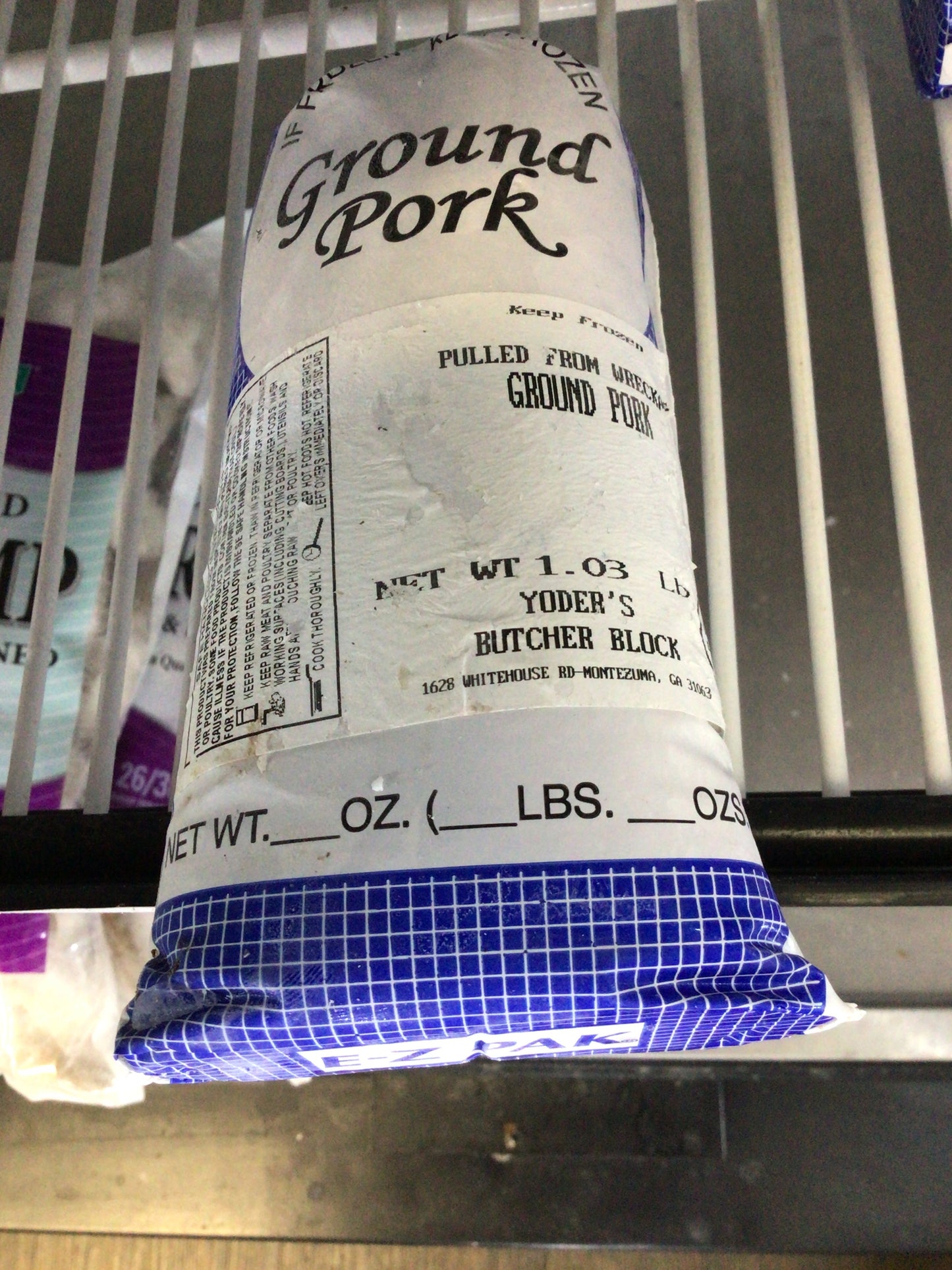 Yoder’s butcher block ground pork