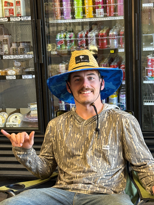 Old South Freshwater Fish Camo-Straw Hat-Flo Blue