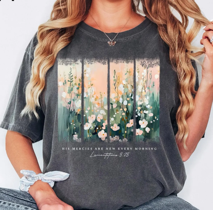 His Mercies Are New Every Morning Bible Verse Shirt