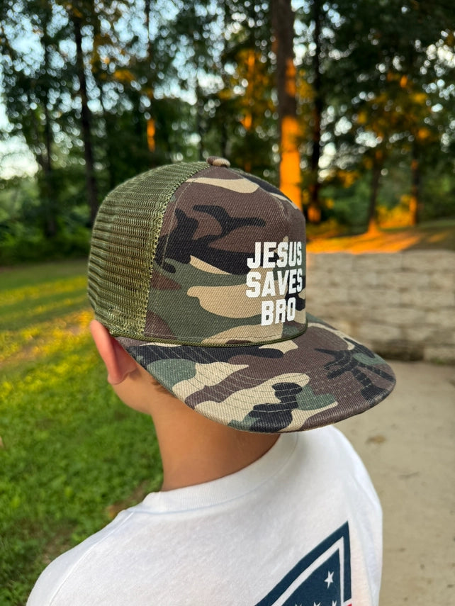 Jesus Saves Bro Camo Kids Hat | Youth