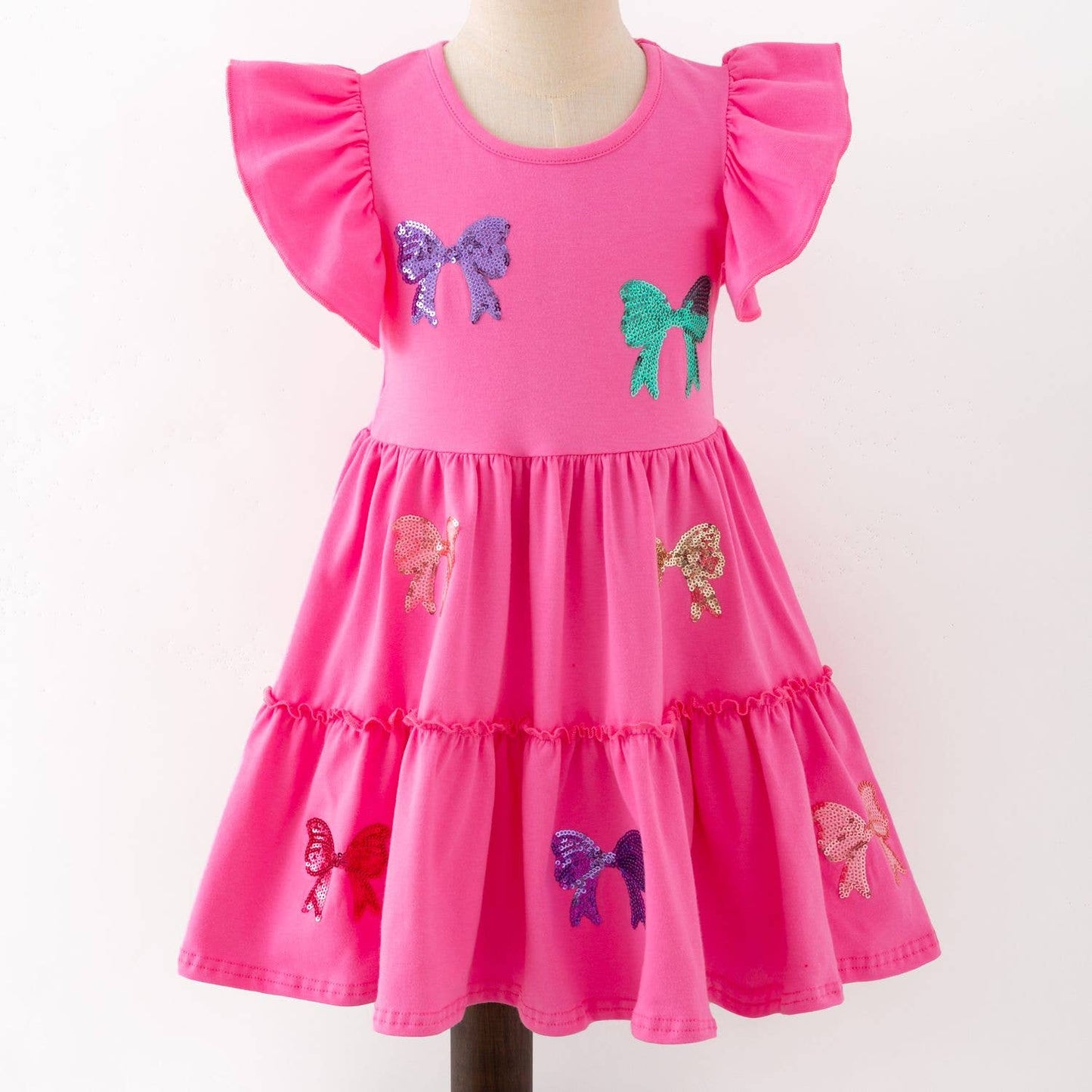 Coquette Bow Sequin Girls Dress