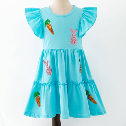 Carrot Bunny Sequin Girls Dress