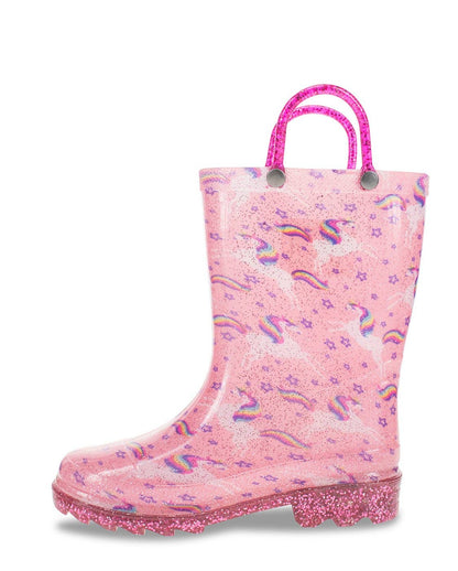 Kids Sparkle Unicorn Dreams Lighted Rain Boot - Pink