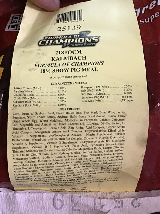 FOC show pig 18% meal