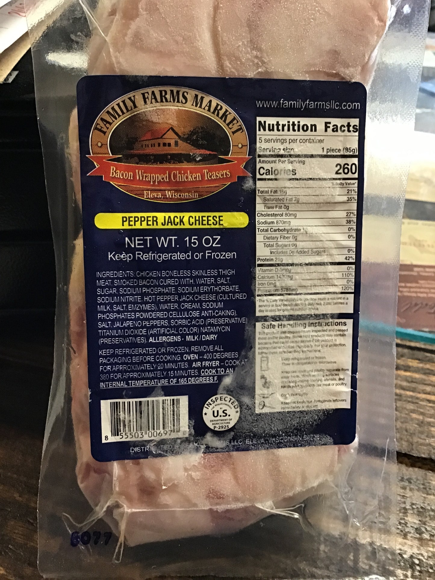 FFM bacon wrapped chicken teasers (pepper Jack )cheese