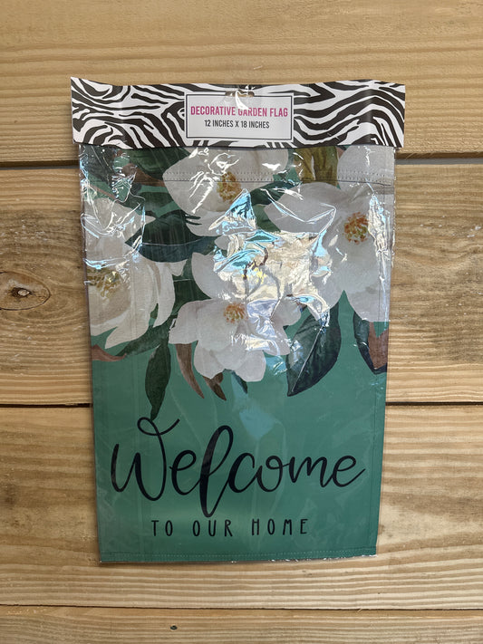 Garden Flag - Welcome to Our Home Green Magnolia