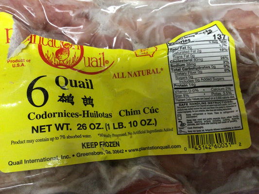 Farm Raised Dressed Quail - 6 pack (frozen)