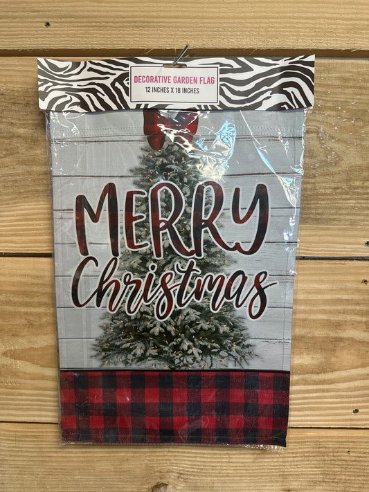 Garden Flag - Merry Christmas Tree with Bow Decor