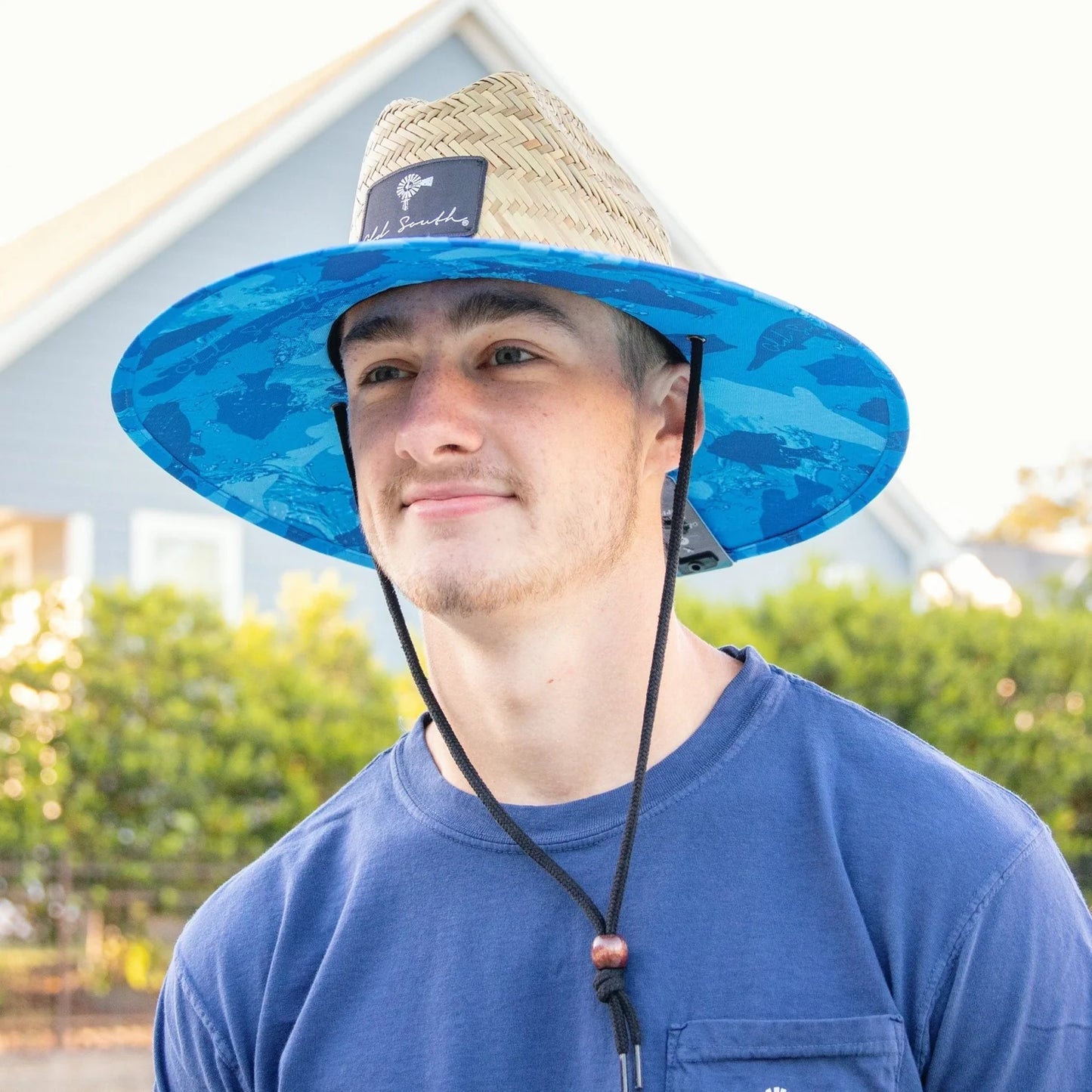 Old South Freshwater Fish Camo-Straw Hat-Flo Blue