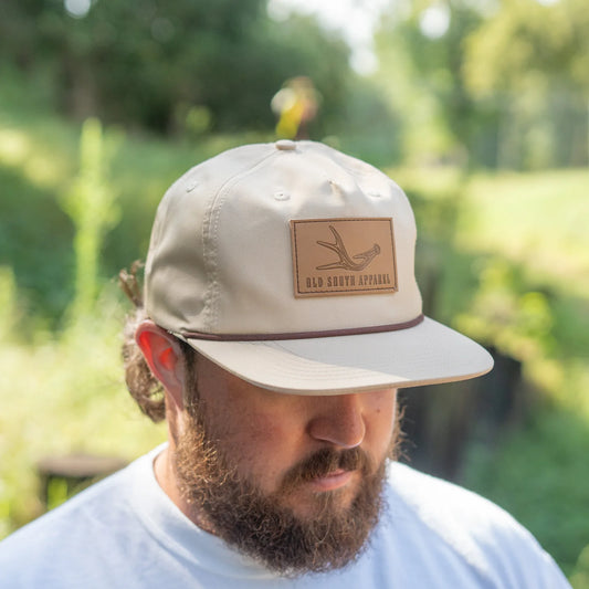 Old South Antler Leather Patch-Khaki