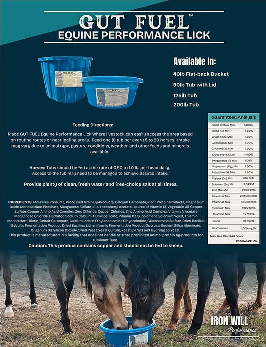 Iron Will Performance Gut Fuel Equine Tubs