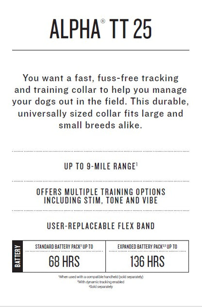 Garmin Alpha tt25 dog tracking/training collar