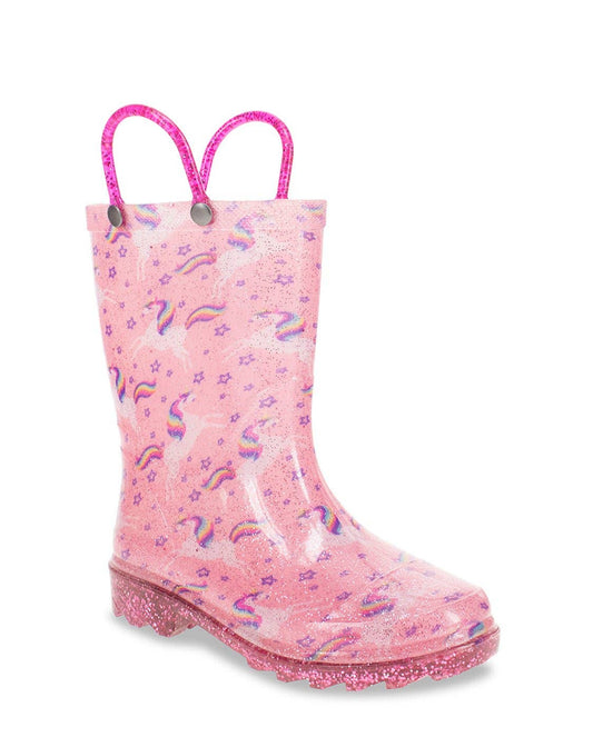 Kids Sparkle Unicorn Dreams Lighted Rain Boot - Pink