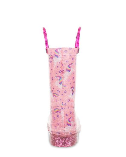 Kids Sparkle Unicorn Dreams Lighted Rain Boot - Pink