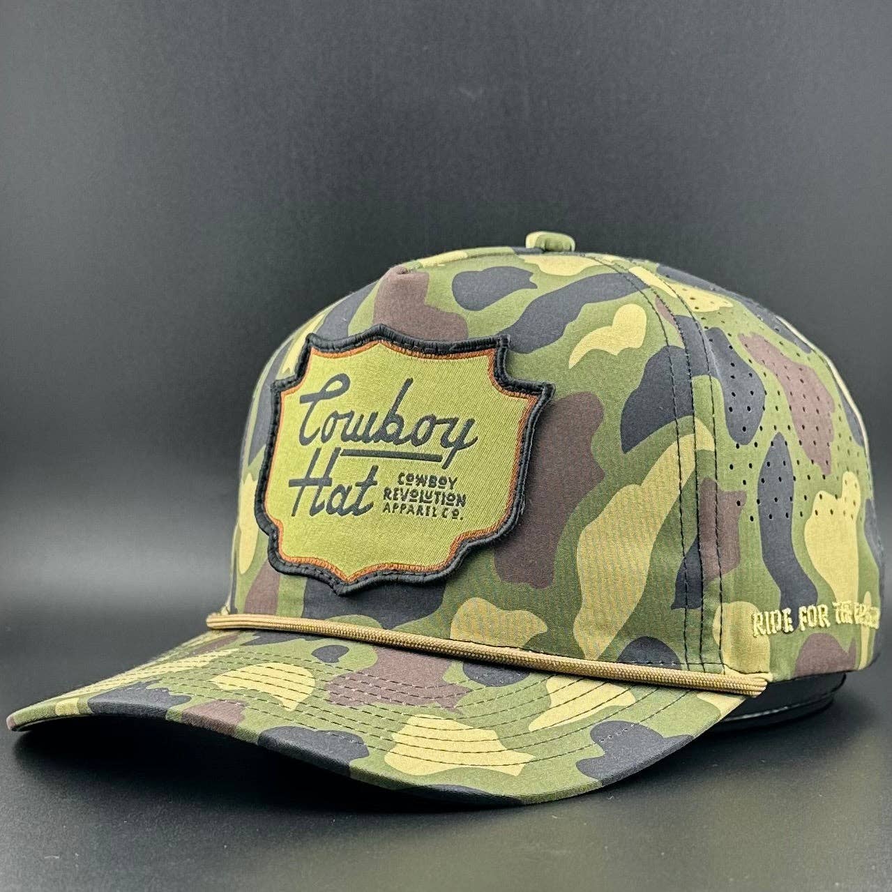 Cowboy Revolution Apparel Co. Rope Hat "Woodland" Camo Patch - Performance Hat
