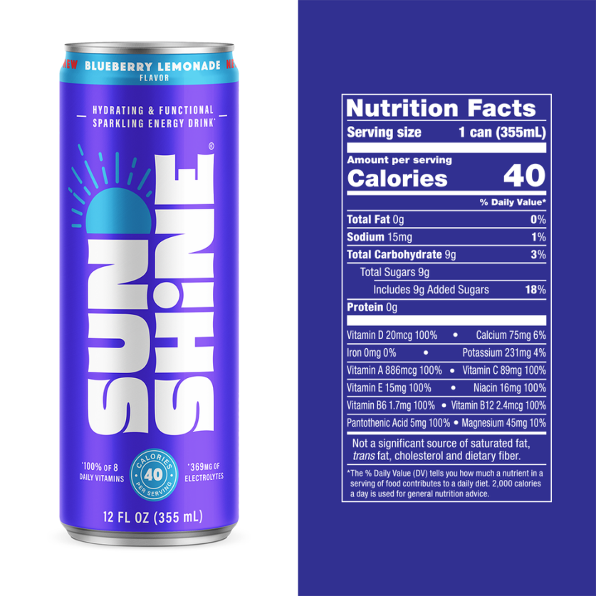 Sunshine Energy - Blueberry Lemonade (12 pk - 12o