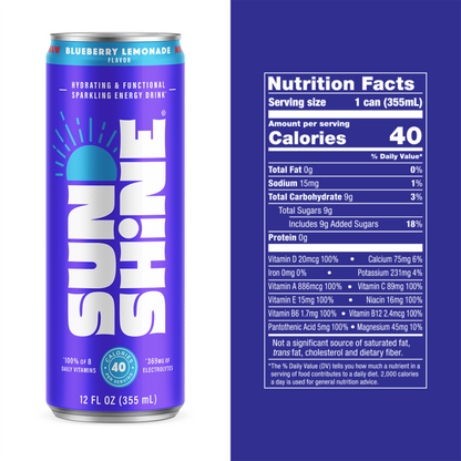 Sunshine Energy - Blueberry Lemonade (12 pk - 12o