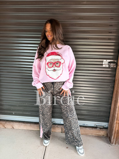 Sequence Santa Graphic Crewneck on Light Pink